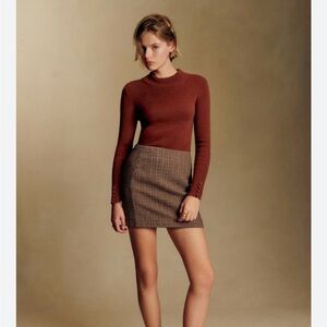 NWT SÉZANE Malia Wool-Blend Mini Skirt, Multicolored Houndstooth ❤️ FR36/US4